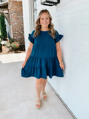 Ruffle Sleeve Tiered Dress (PLUS)