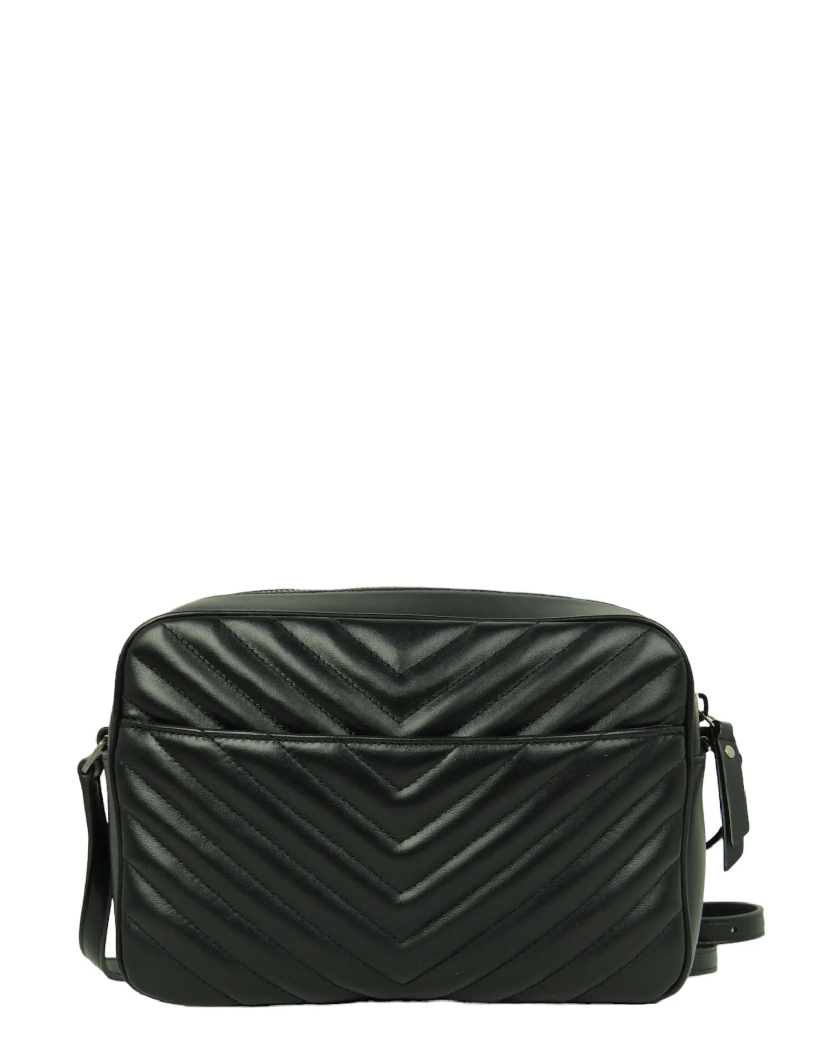 Saint Laurent Black Calfskin Matelasse Monogram Lou Camera Bag