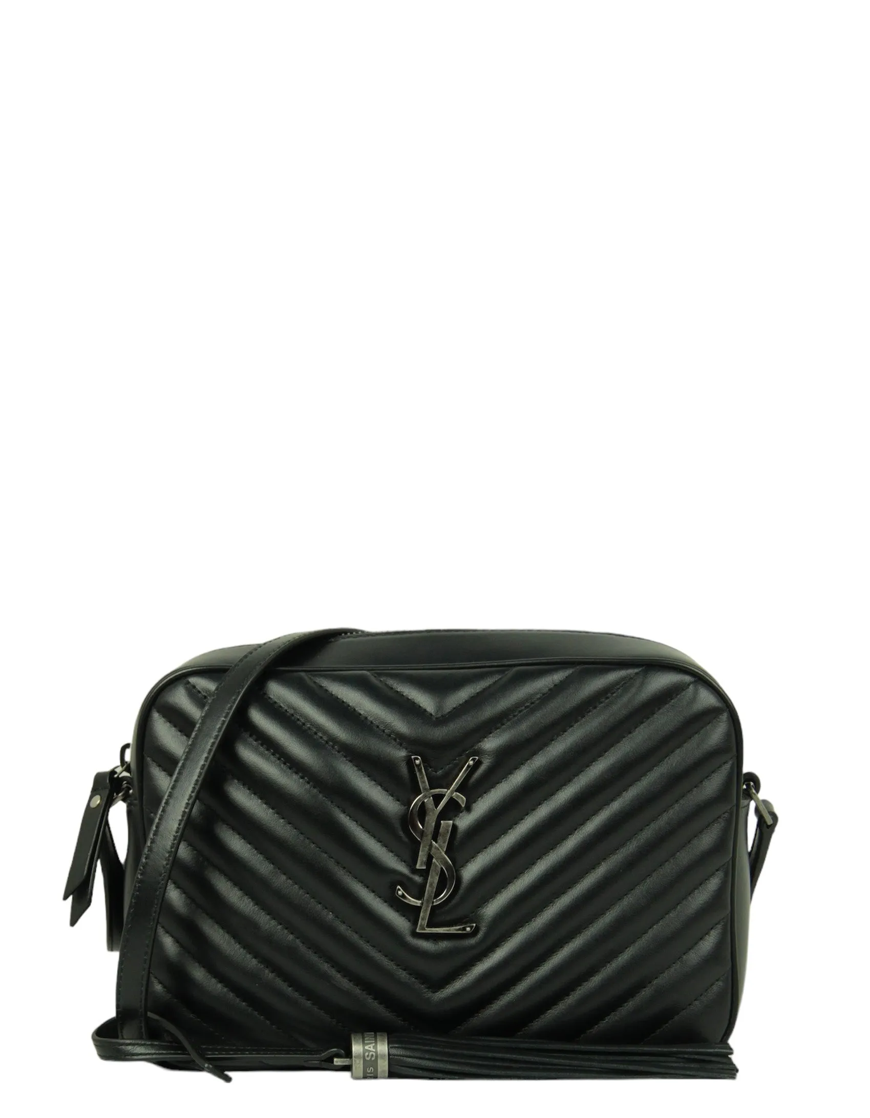 Saint Laurent Black Calfskin Matelasse Monogram Lou Camera Bag