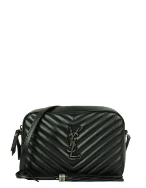 Saint Laurent Black Calfskin Matelasse Monogram Lou Camera Bag