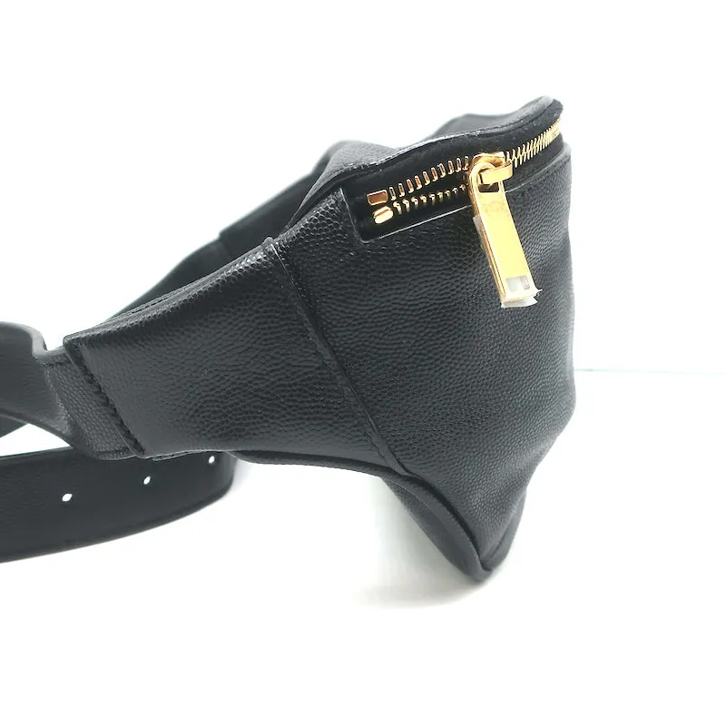 Saint Laurent Cassandre Classic Monogram Belt Bag Black Grain de Poudre Leather