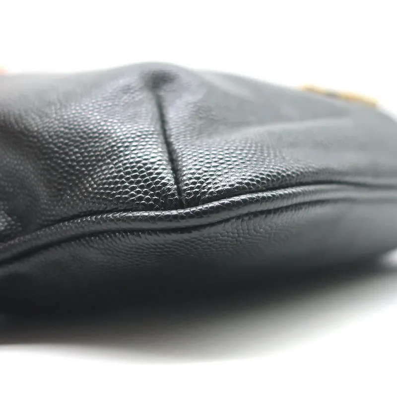 Saint Laurent Cassandre Classic Monogram Belt Bag Black Grain de Poudre Leather