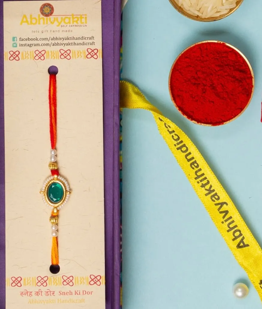 Sapphire Stone Premium Rakhi - Send to INDIA( FREE SHIPPING )