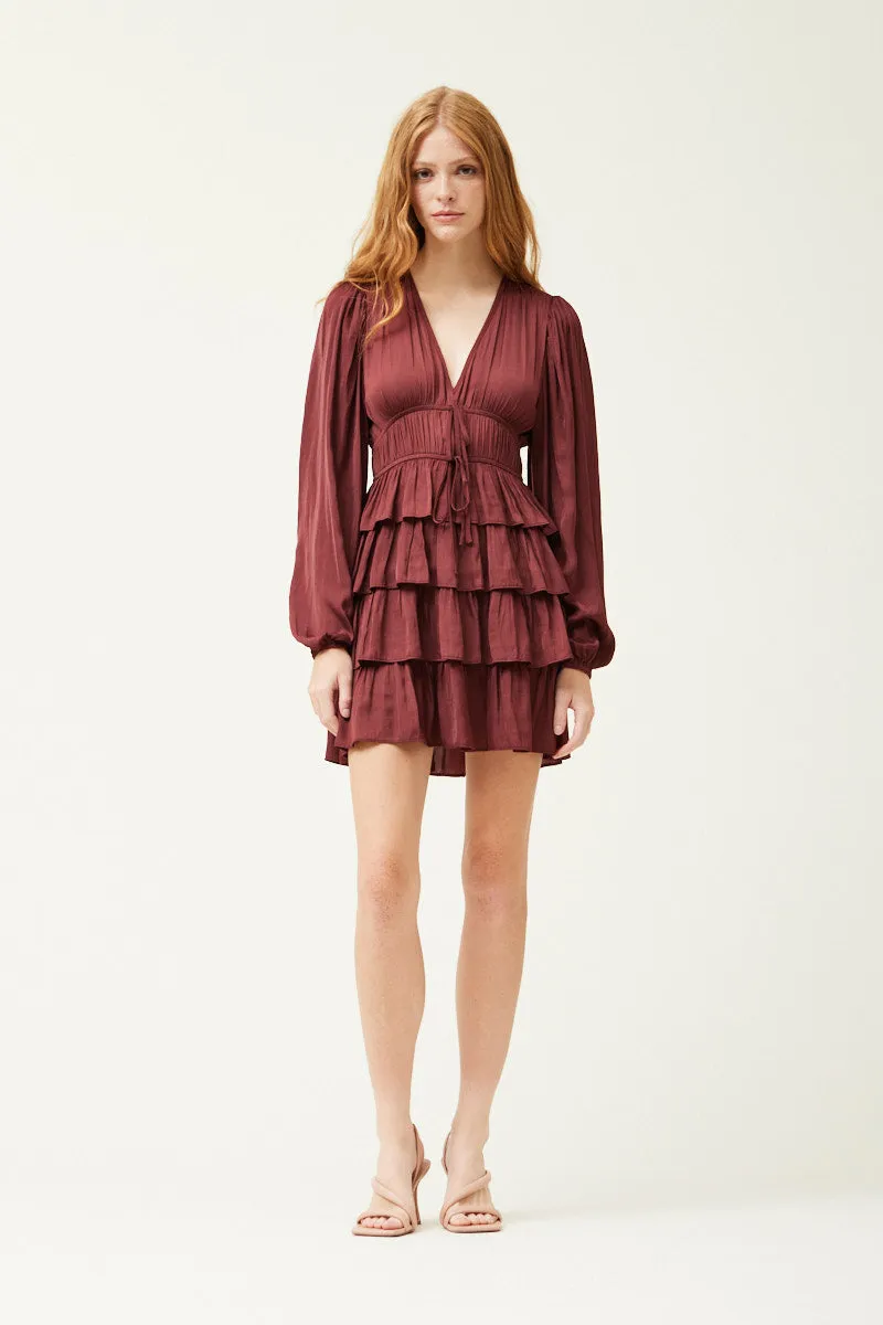 Satin Ruffle Mini Dress