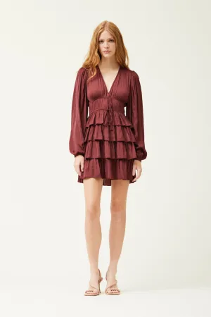 Satin Ruffle Mini Dress