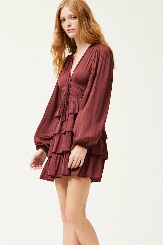 Satin Ruffle Mini Dress