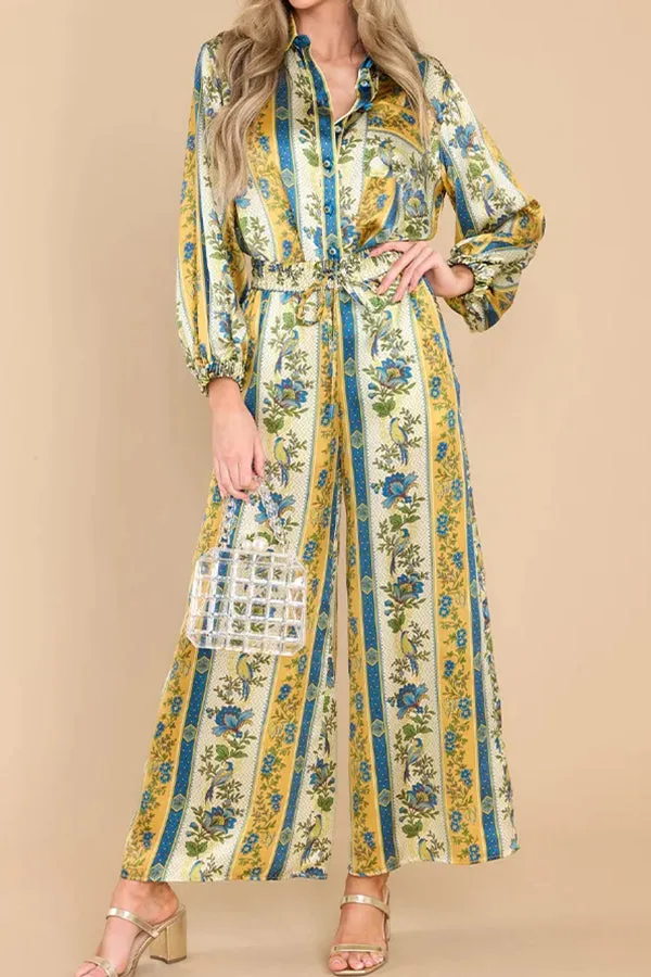Satin Versailles Pattern Printed Two-pieces Set
