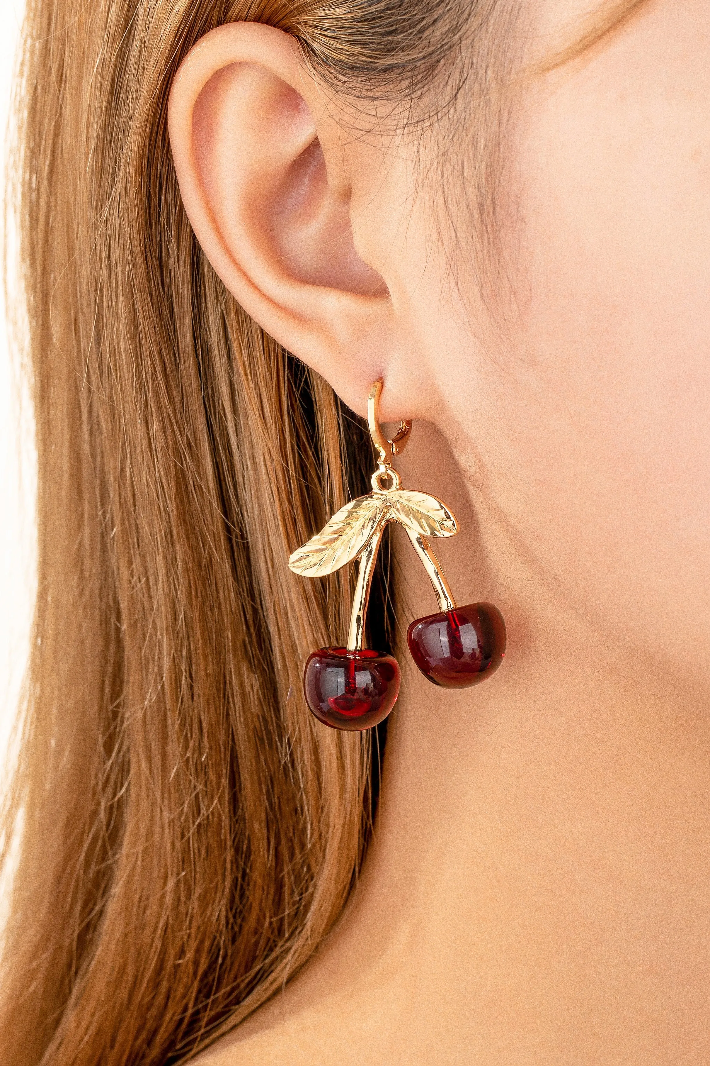 Scarlet Cherry Drop Earrings
