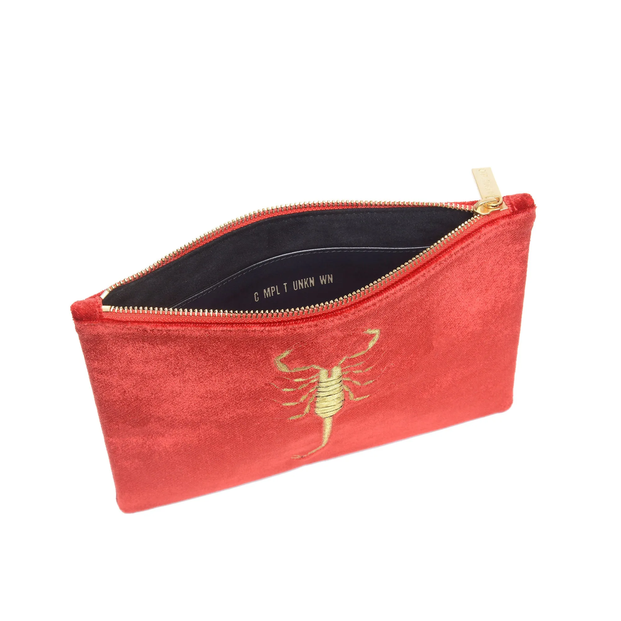 SCORPION EMBROIDERED VELVET CLUTCH BAG(RED)