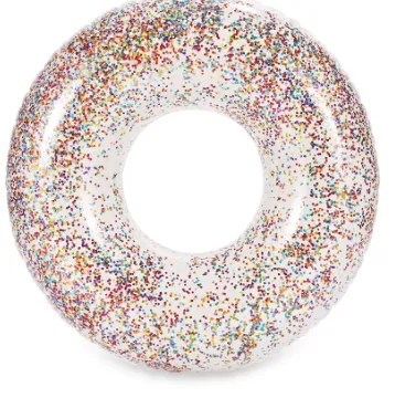 SeaGrove Glitter Confetti Large Pool Ring Float Clear
