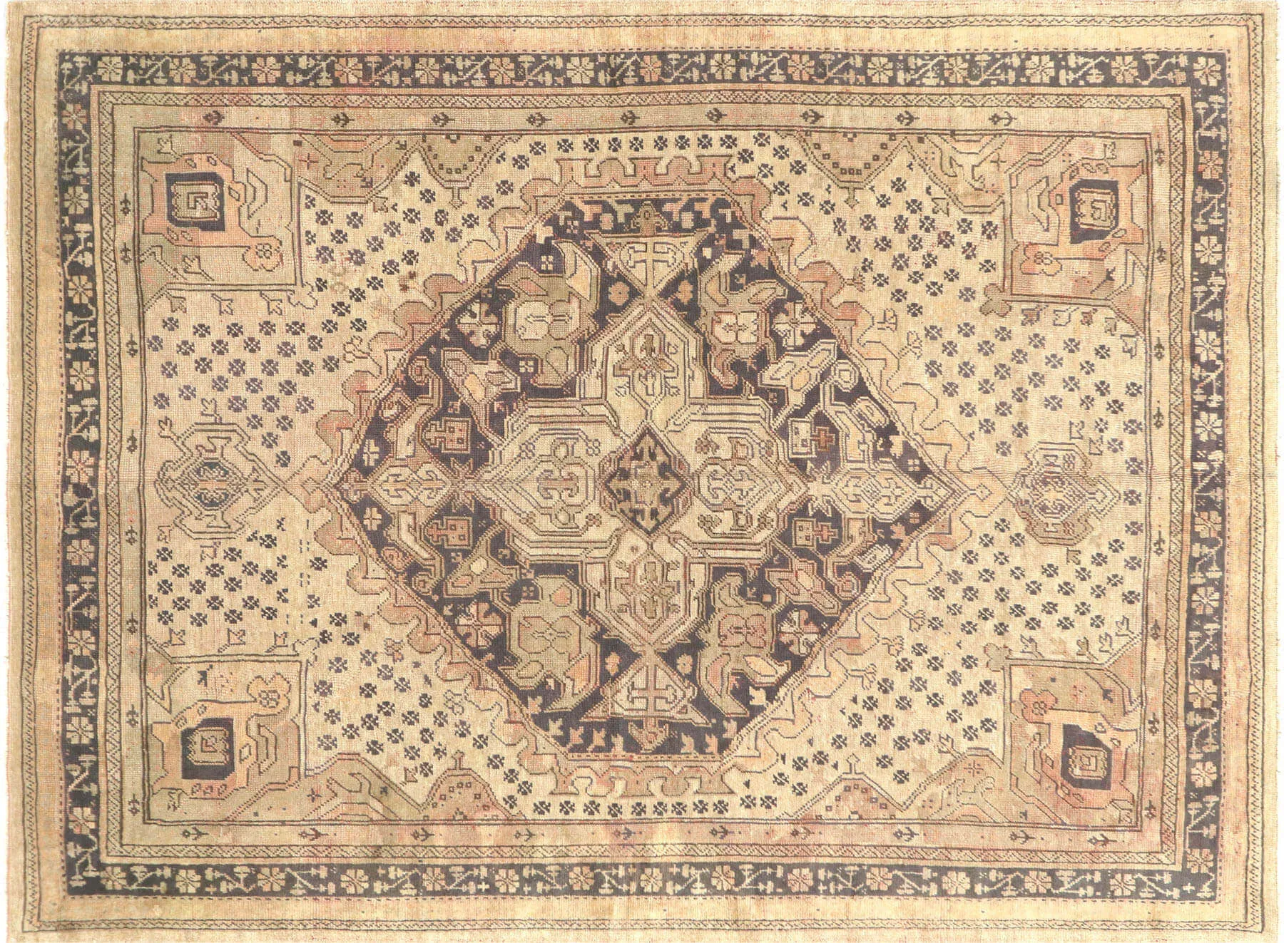 Semi Antique Turkish Oushak Rug - 8'3" x 10'9"