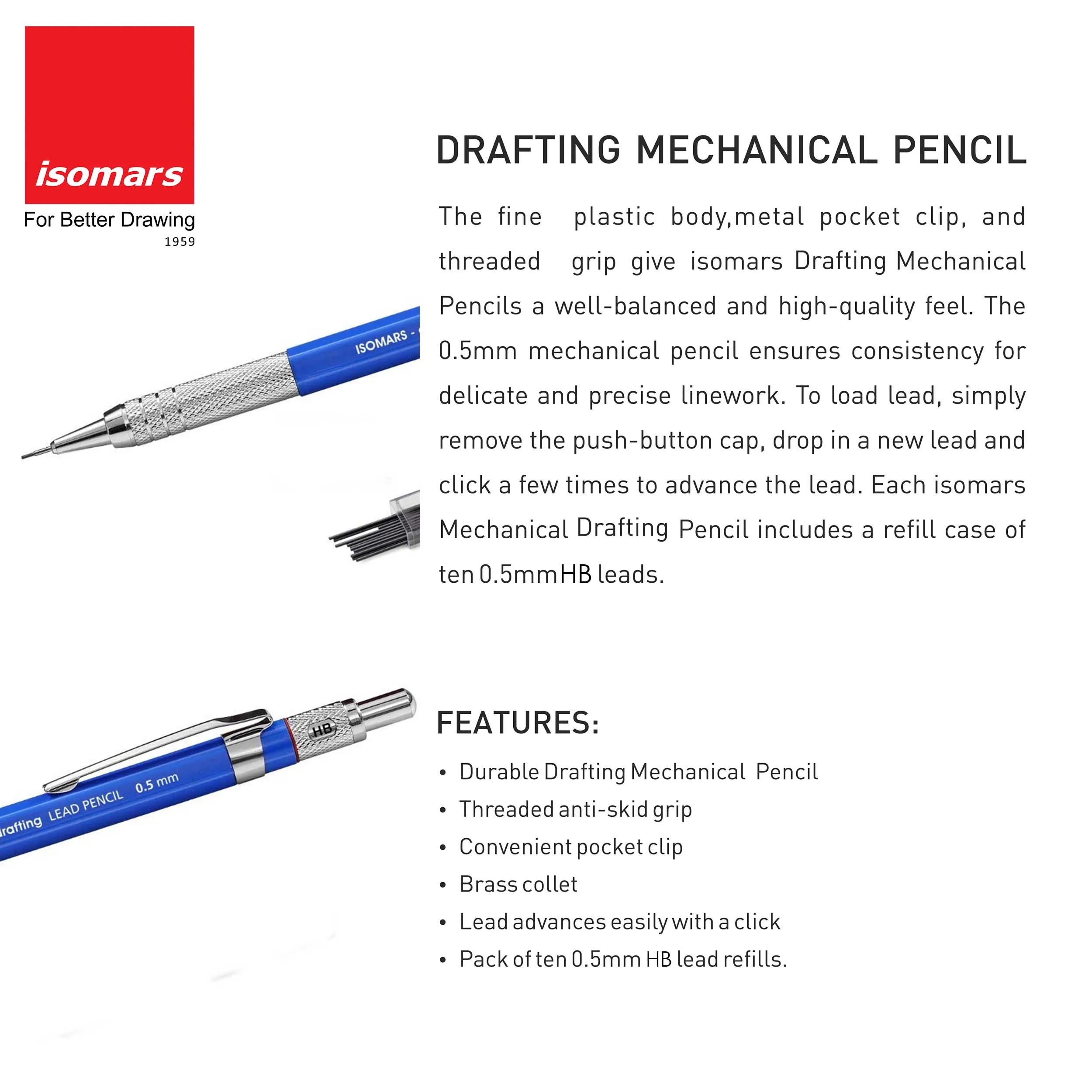 Set Square with Pro Circle, Inch Scale, 0.5 Mechanical Pencil, and Eraser Combo