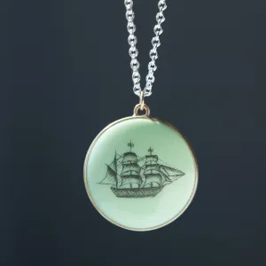 Shadows of the Sea #1 Variscite Scrimshaw Necklace