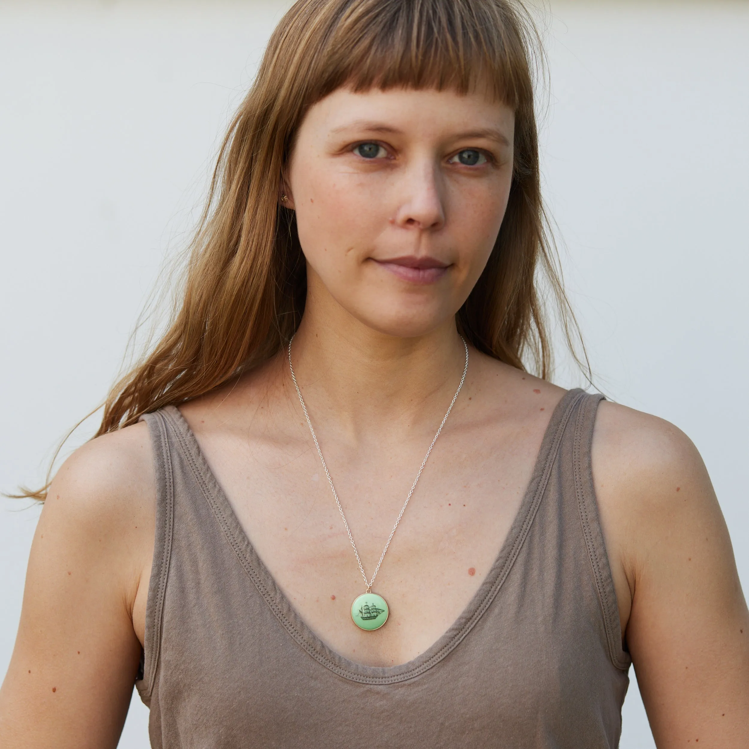 Shadows of the Sea #1 Variscite Scrimshaw Necklace