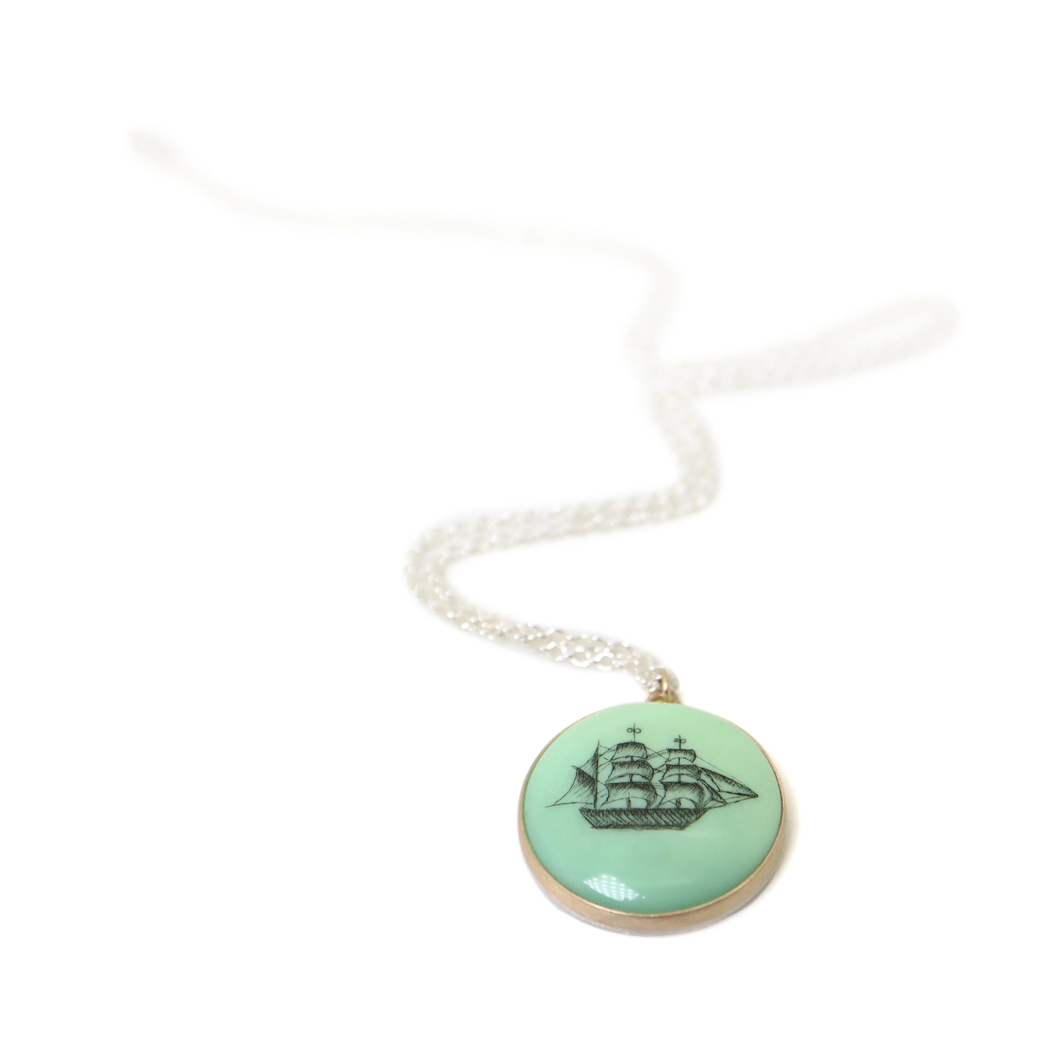 Shadows of the Sea #1 Variscite Scrimshaw Necklace