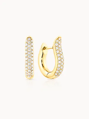 SIGNATURE Earrings Hoop small Diamond Pavé 18K yellow gold
