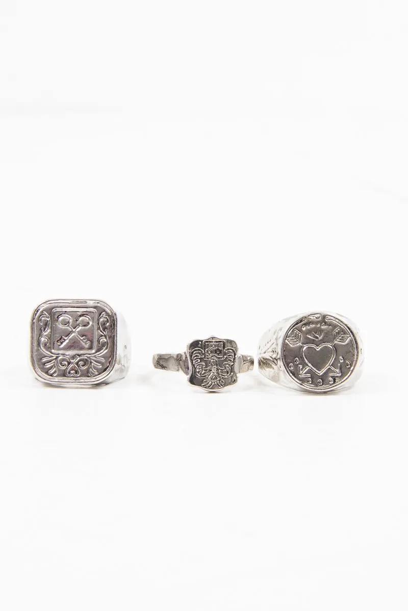 Silver Triple Pack Sovereign Rings - Deysi