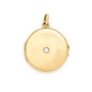 Simple 14K Gold & Diamond Antique Locket