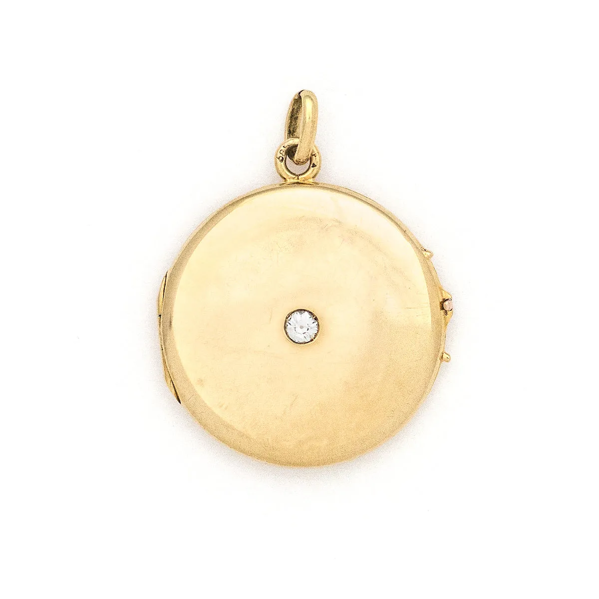 Simple 14K Gold & Diamond Antique Locket