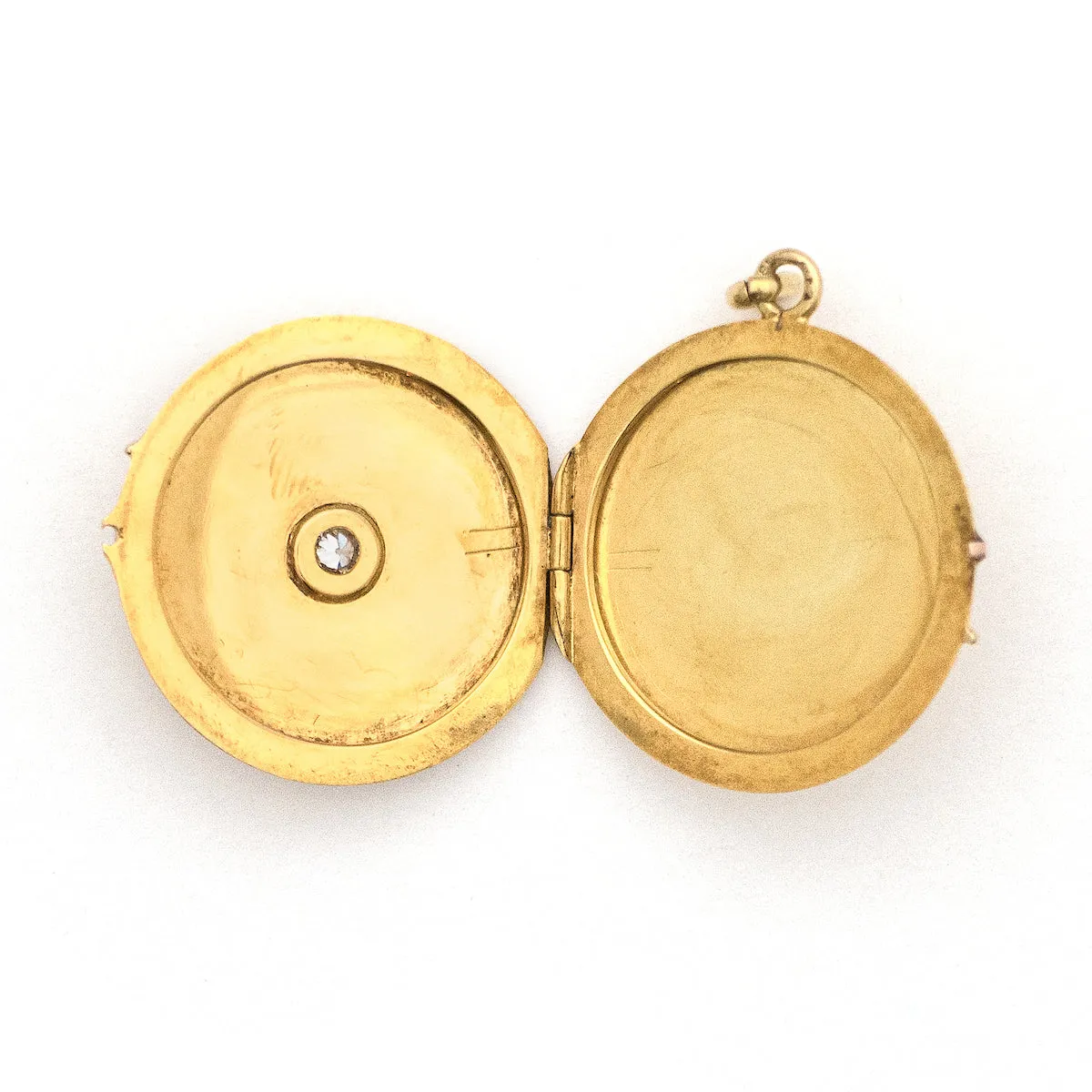 Simple 14K Gold & Diamond Antique Locket