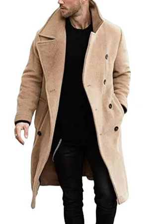 Slim fit coat with large lapels and buttons