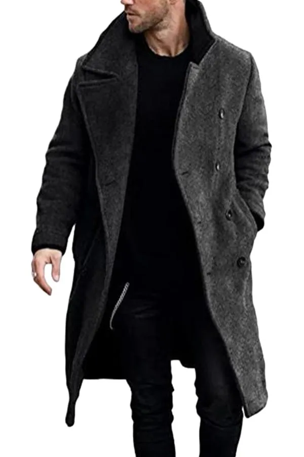 Slim fit coat with large lapels and buttons