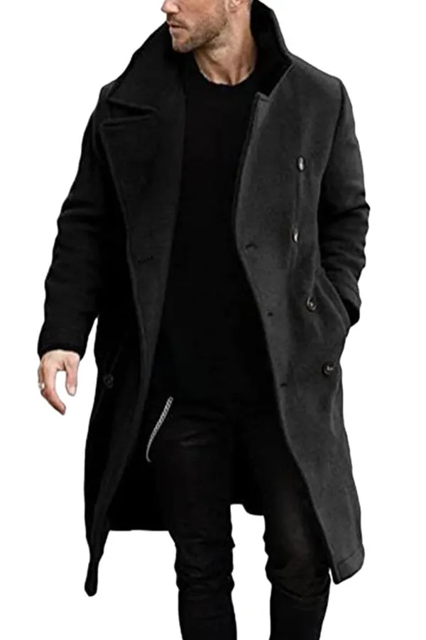 Slim fit coat with large lapels and buttons