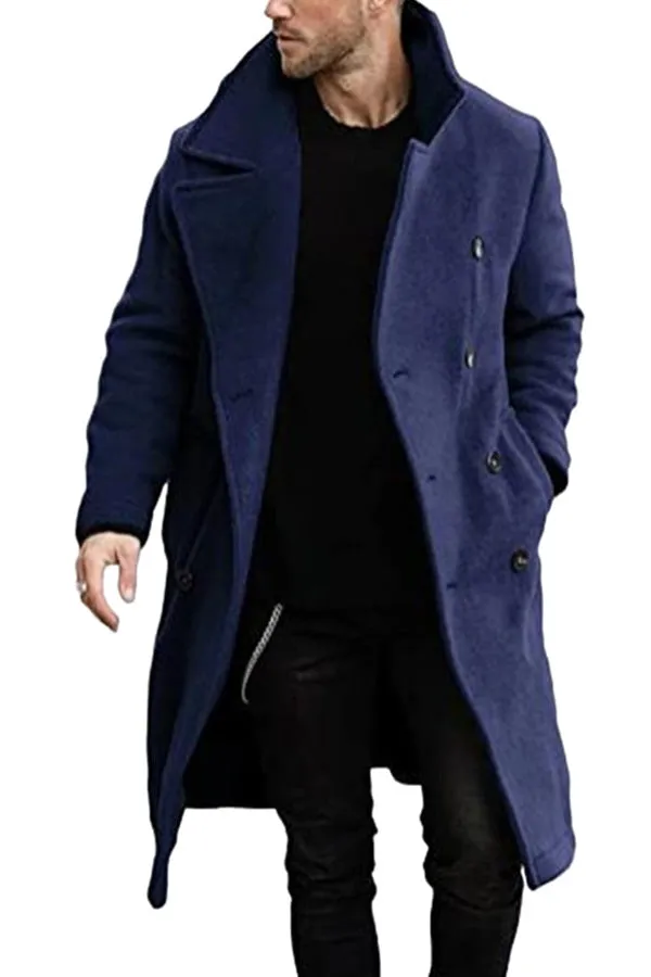 Slim fit coat with large lapels and buttons