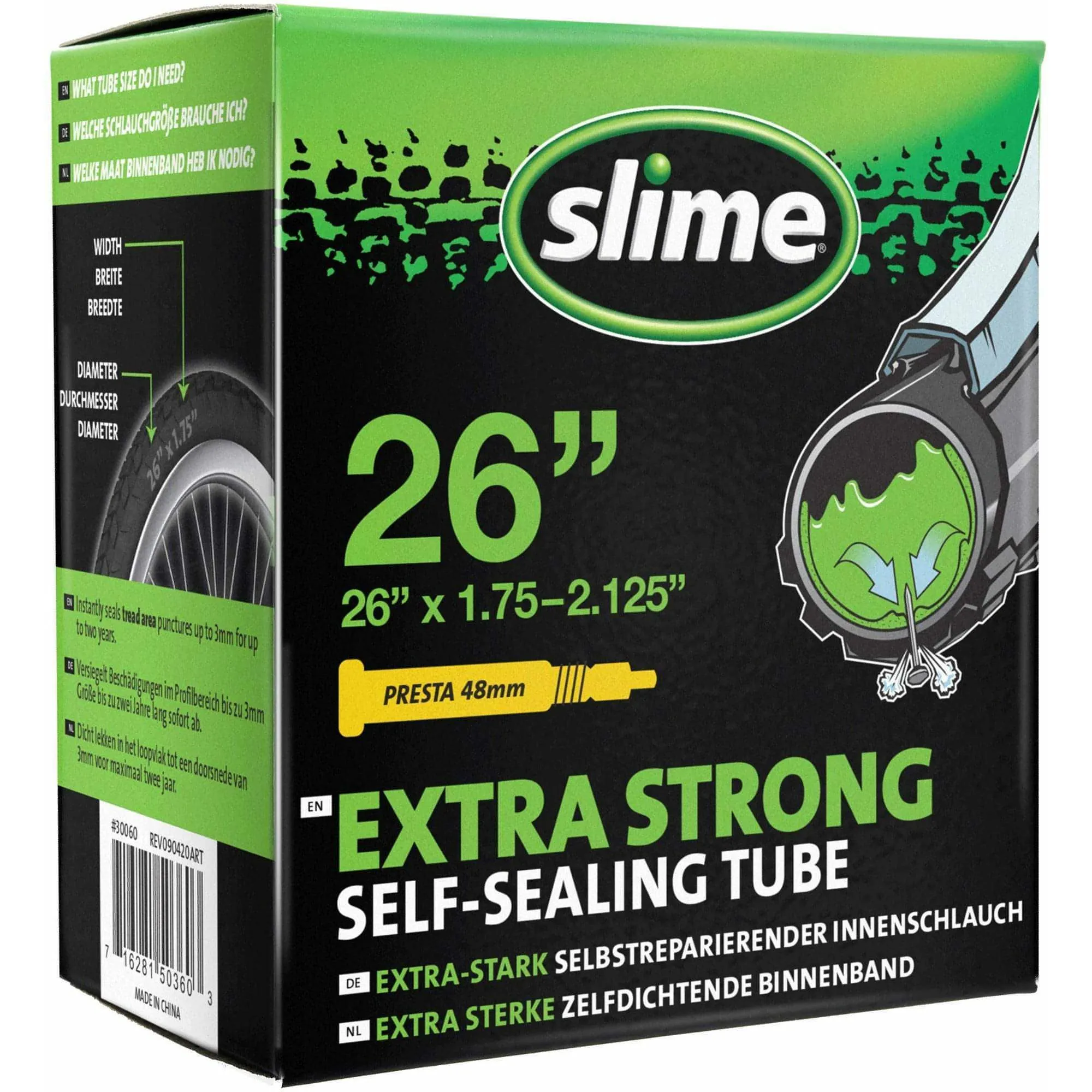 Slime Smart Self Sealing Inner Tube 26 x 1.75 2.125 Presta Valve