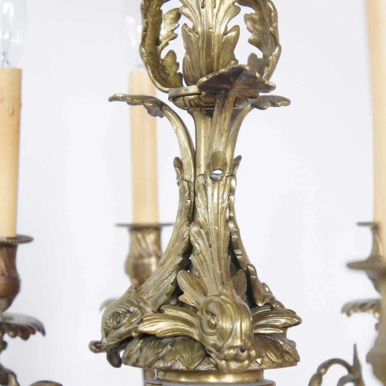 Small French Louis XIV Style Bronze Nine-Light Chandelier