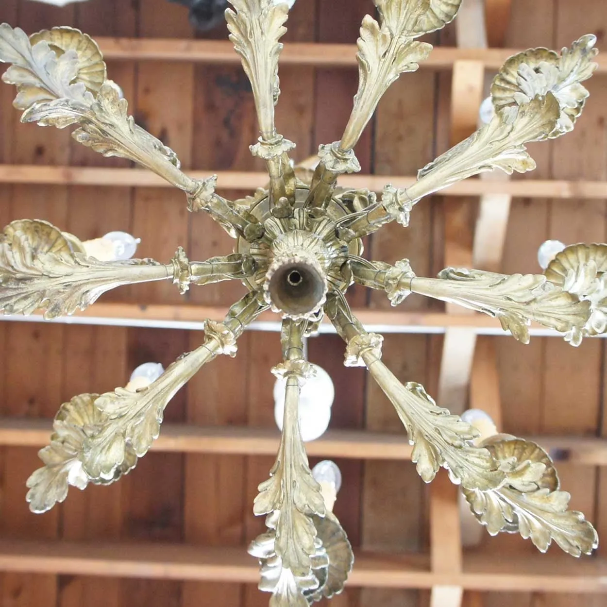 Small French Louis XIV Style Bronze Nine-Light Chandelier
