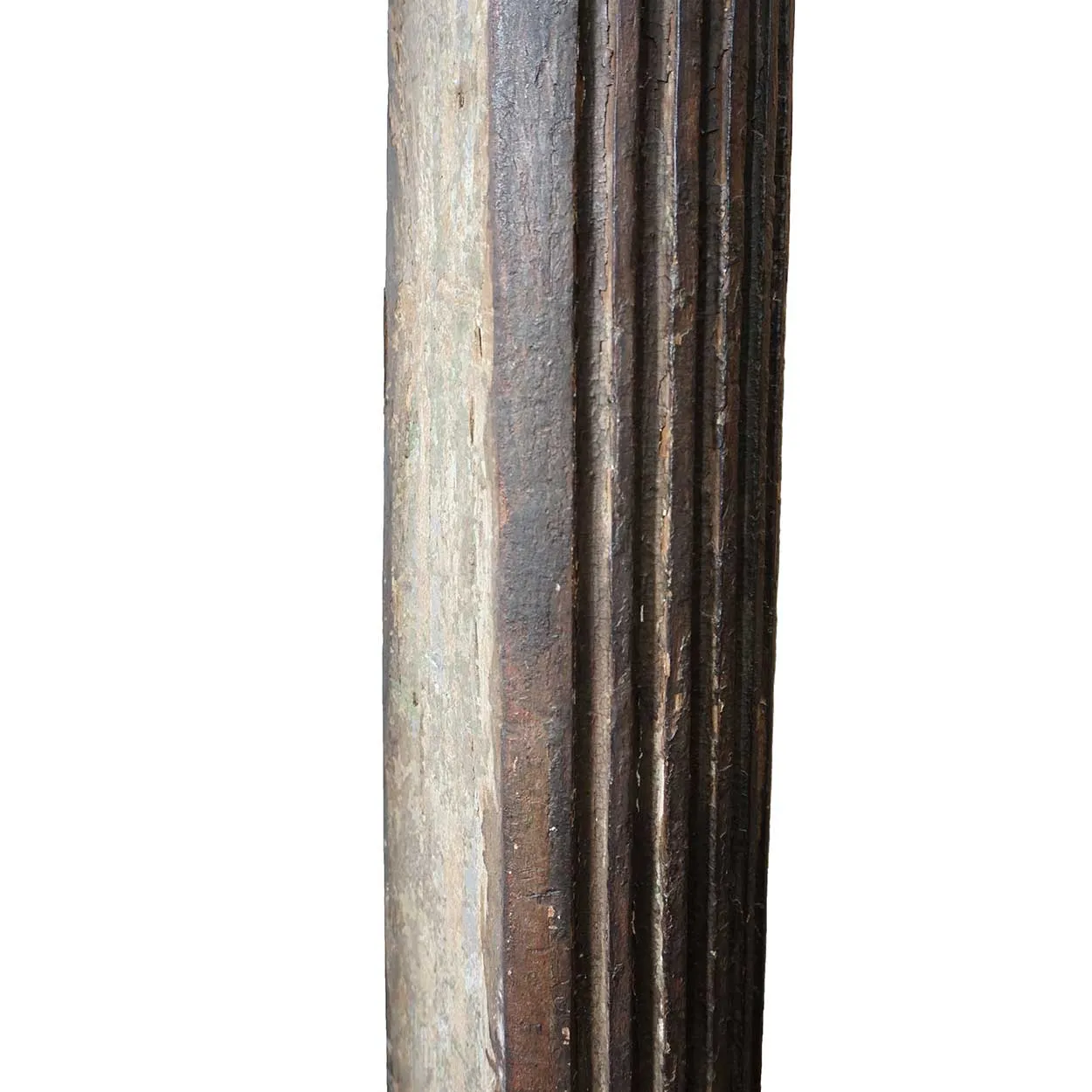 Small Pair of Early Indo-Portuguese Baroque Painted Teak Architectural Pilasters