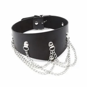 Smart Moves - Brede Collar met Kettingen - Zwart