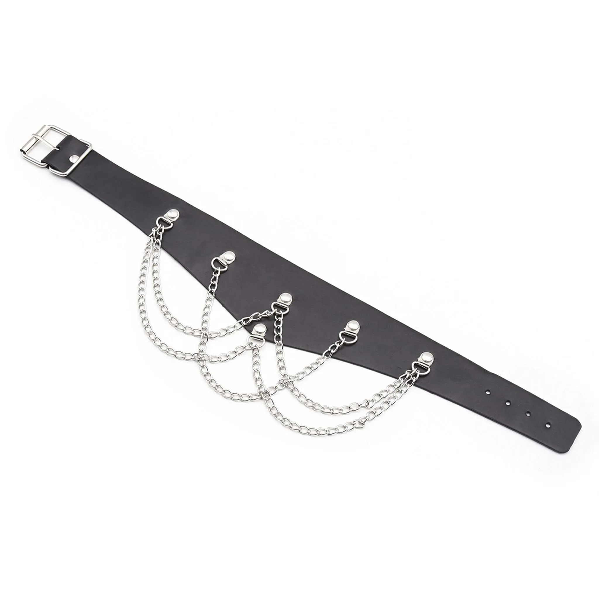 Smart Moves - Brede Collar met Kettingen - Zwart