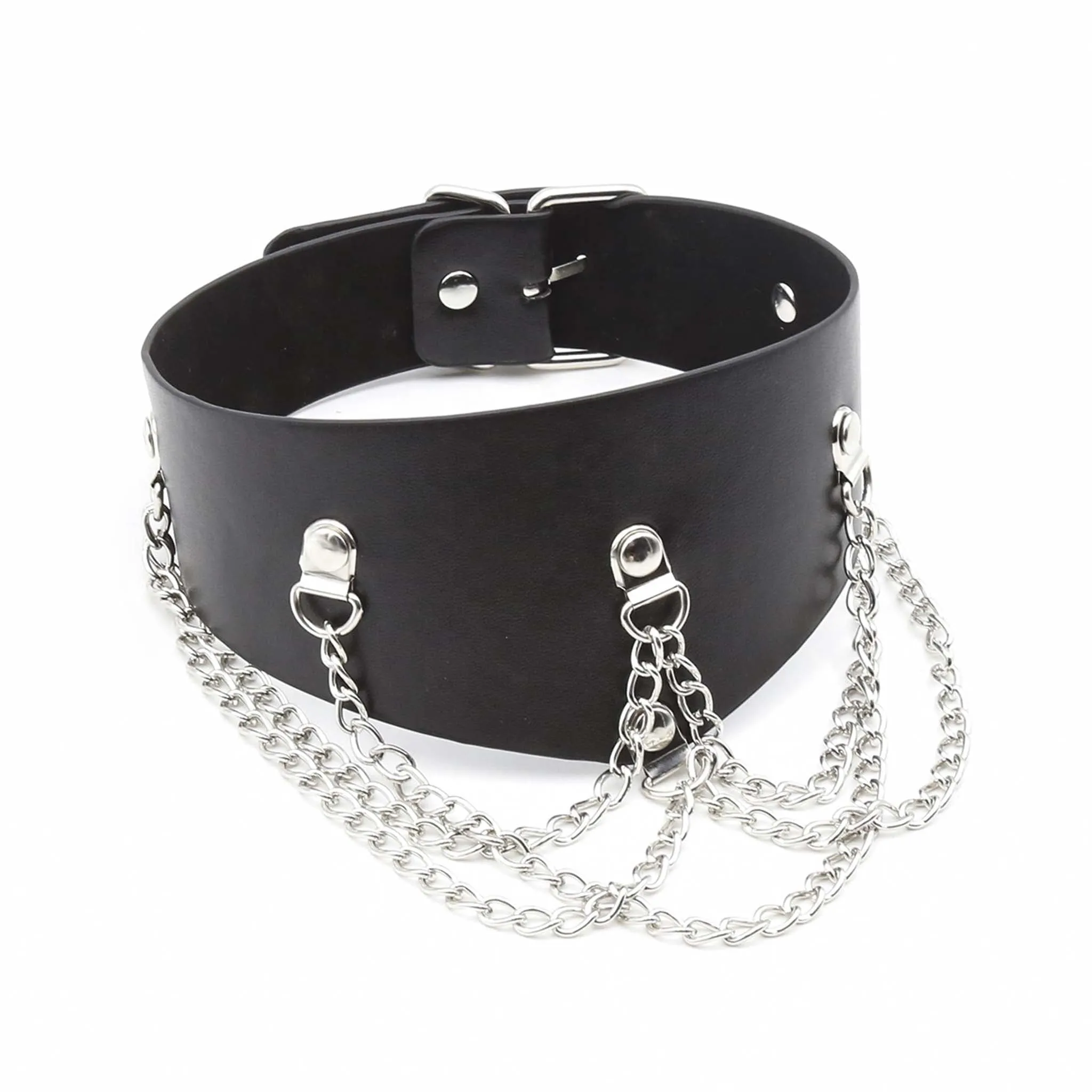 Smart Moves - Brede Collar met Kettingen - Zwart