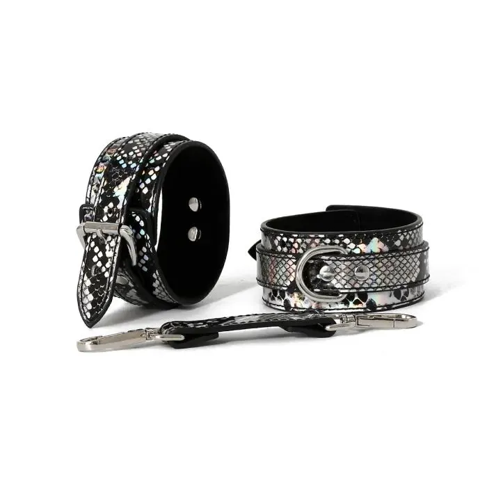Smart Moves - Enkelboeien - PU Leer - Slangenprint Zwart/Zilver