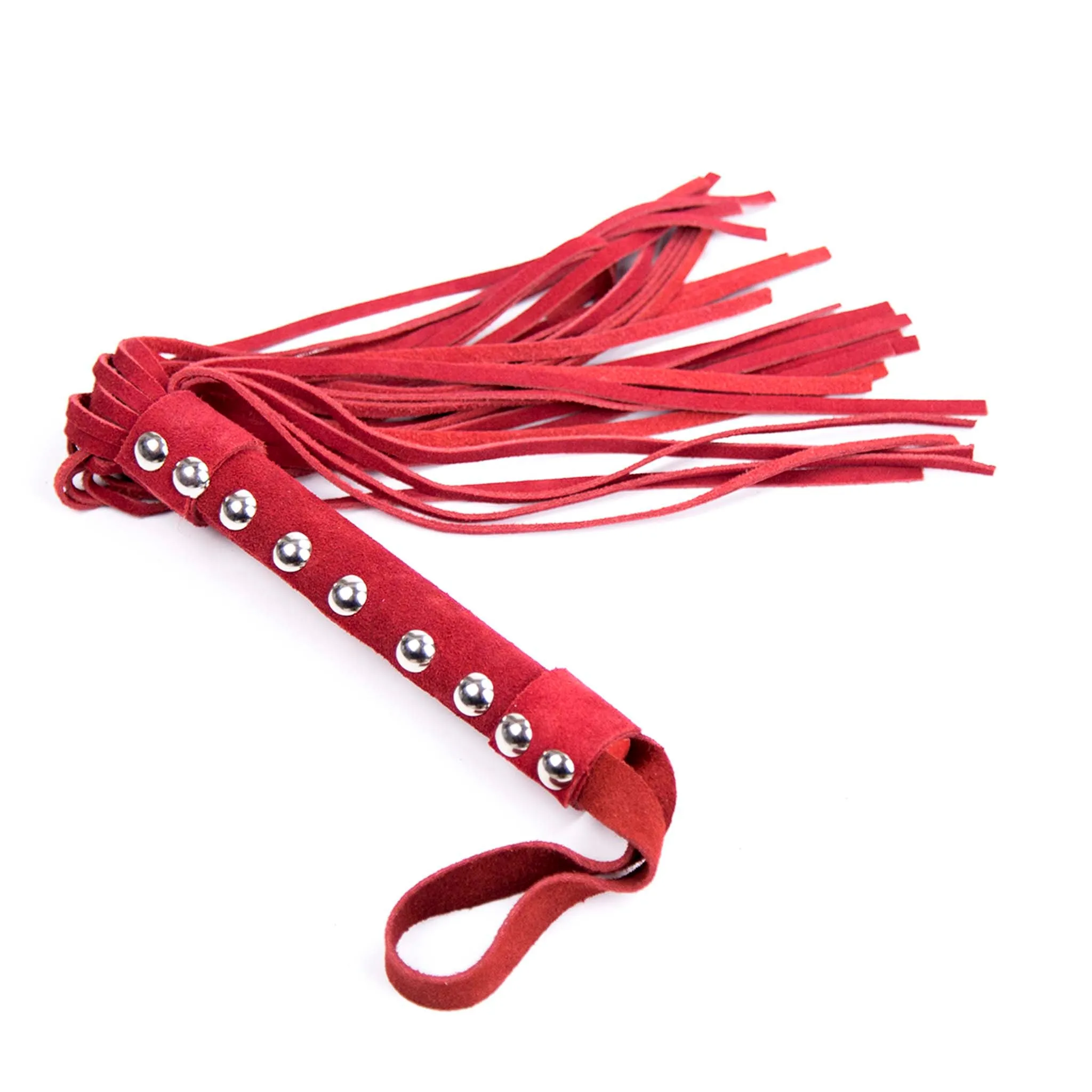Smart Moves - Lederen Flogger met Studs - 38 cm - Rood