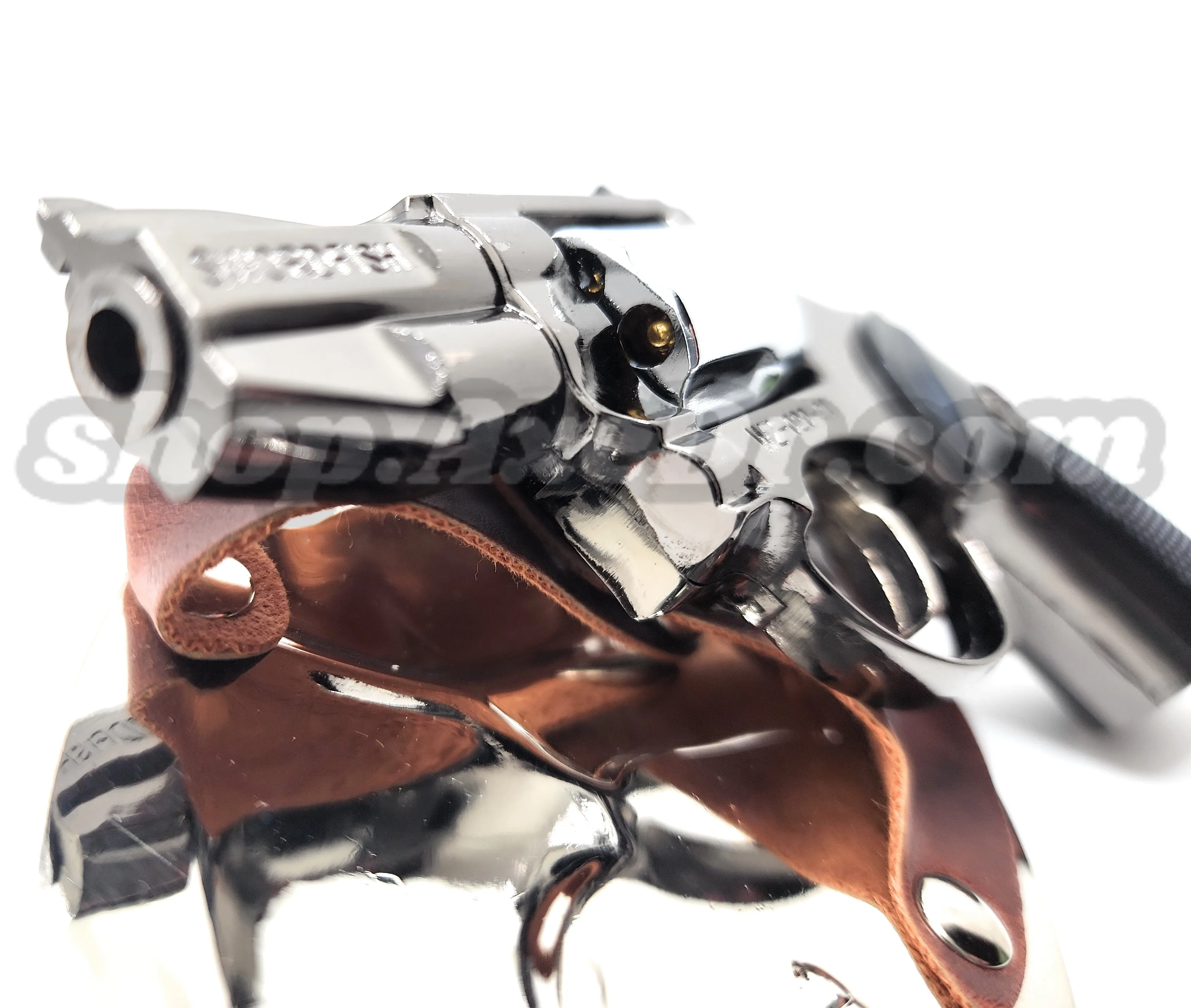 Snub Nose Revolver Pistol Jet Lighter Rotating Cylinder Belt Buckle