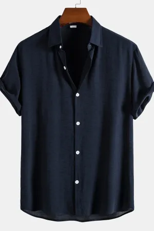 Solid Cotton Lapel Shirts
