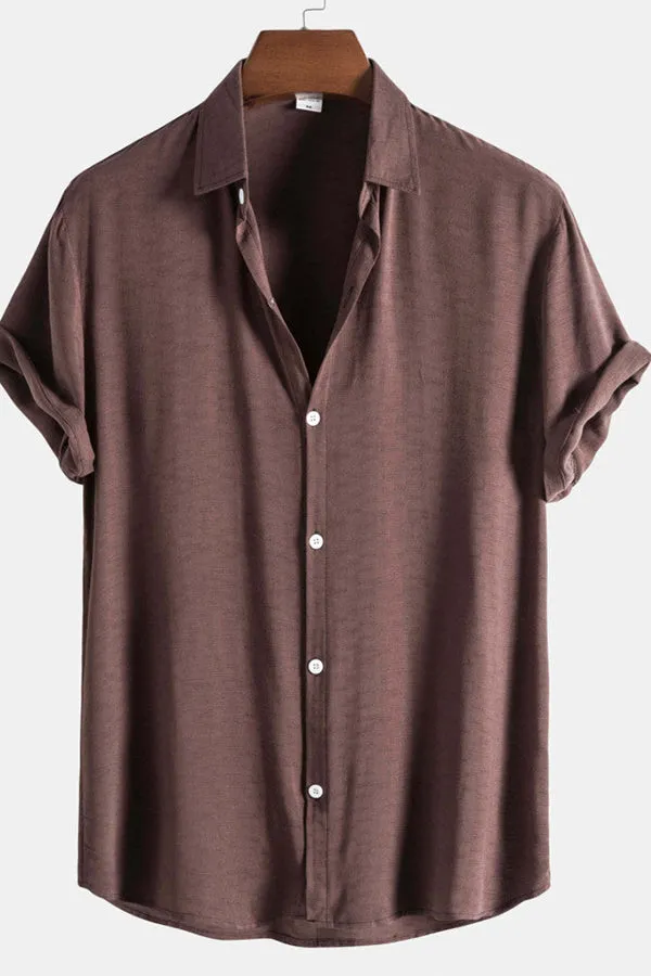 Solid Cotton Lapel Shirts