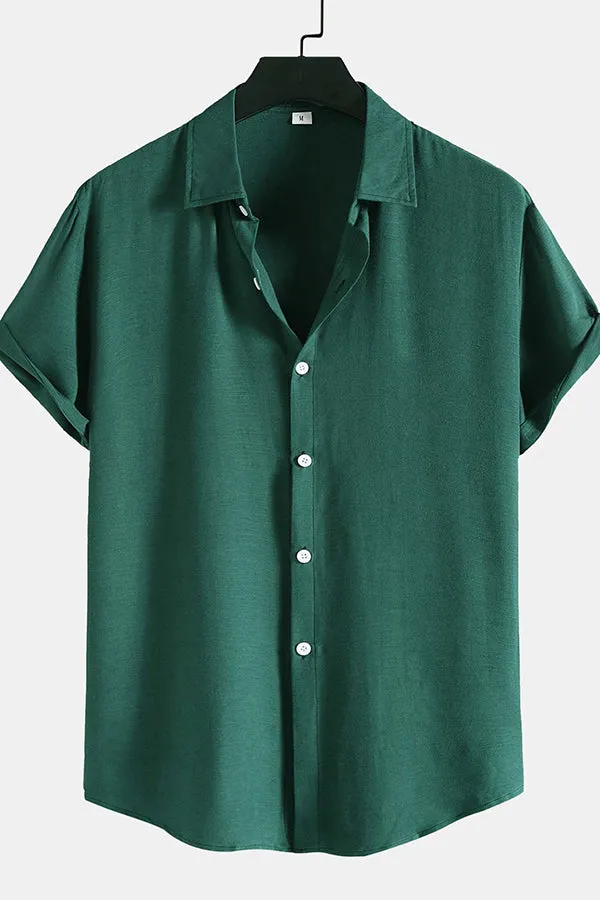 Solid Cotton Lapel Shirts