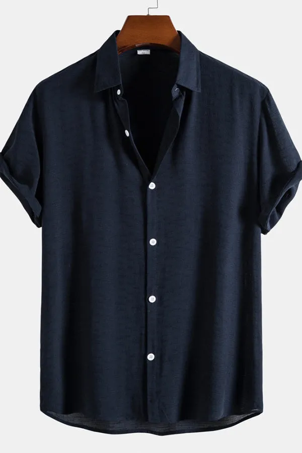 Solid Cotton Lapel Shirts