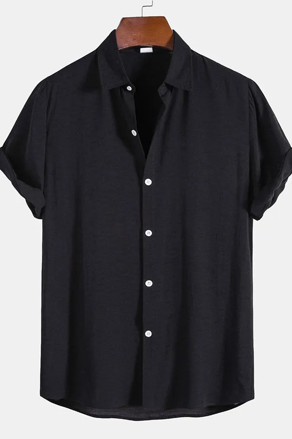Solid Cotton Lapel Shirts