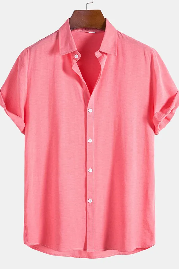 Solid Cotton Lapel Shirts