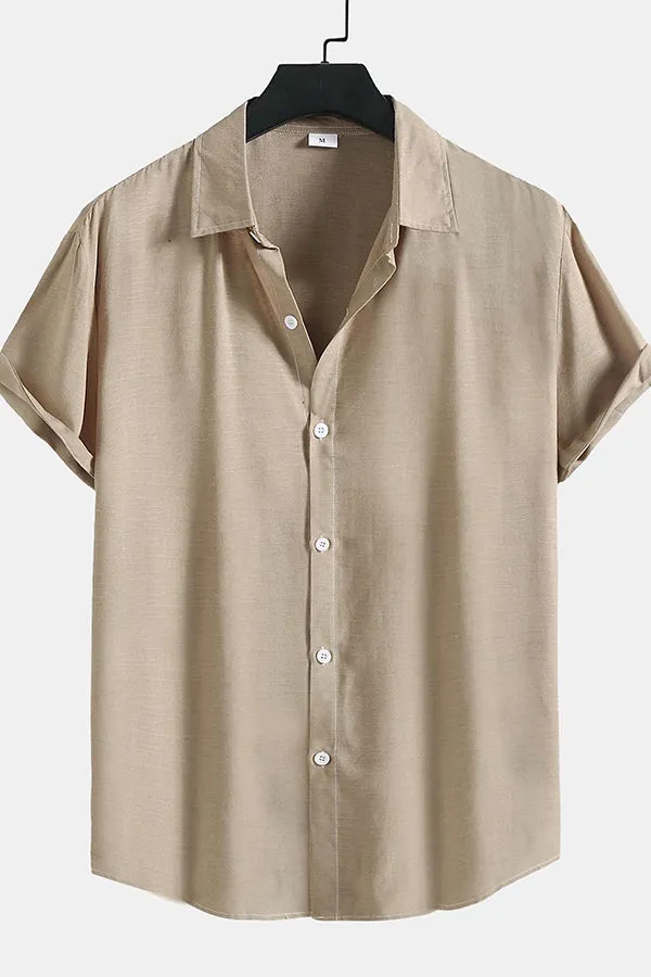 Solid Cotton Lapel Shirts