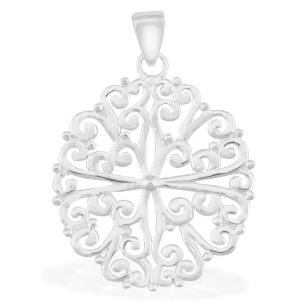 Southern Gates Sterling Silver Round Filigree Pendant (81074)