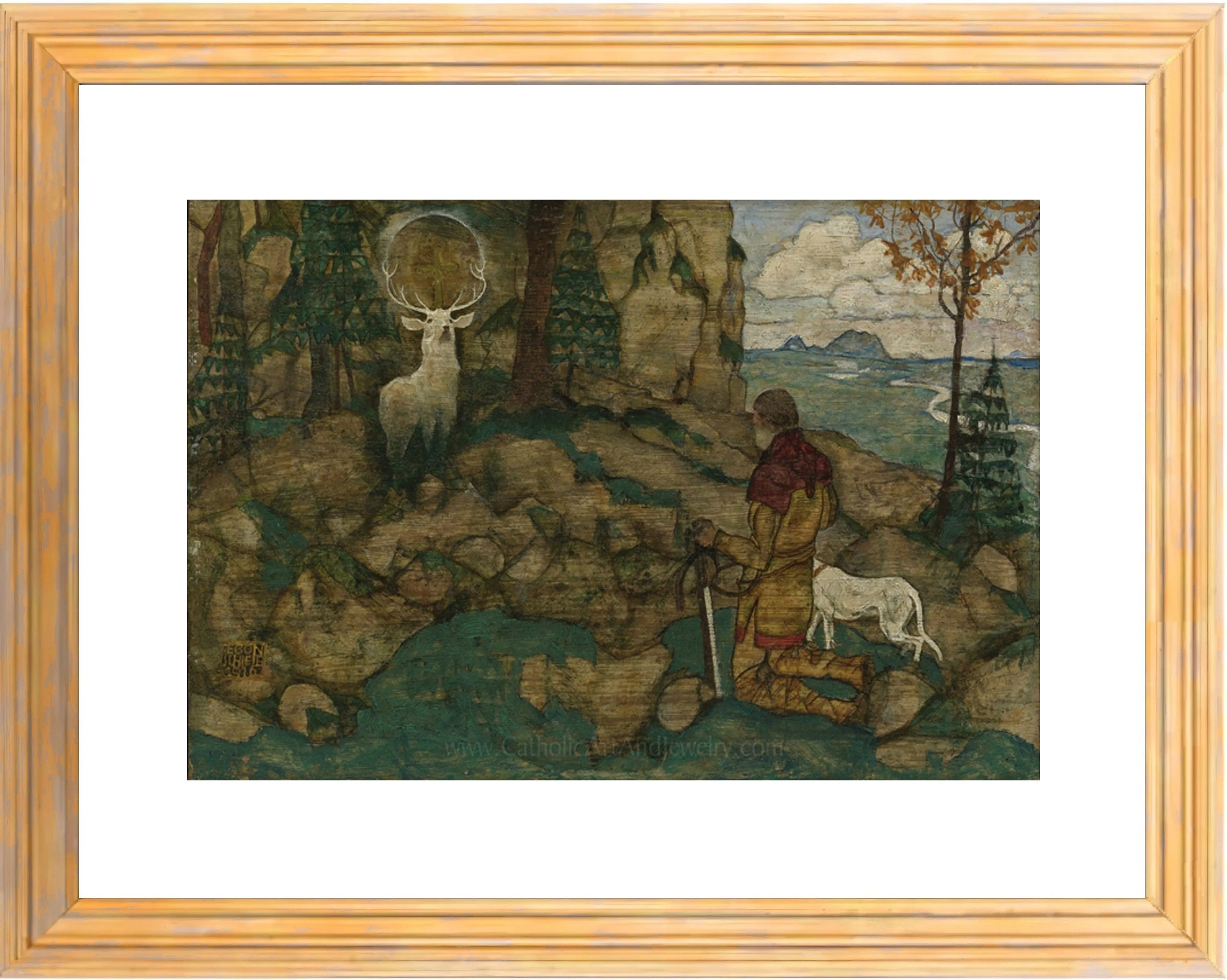 St. Hubert – Patron of Hunters –  Egon Schiele – Catholic Art Print – Archival Quality