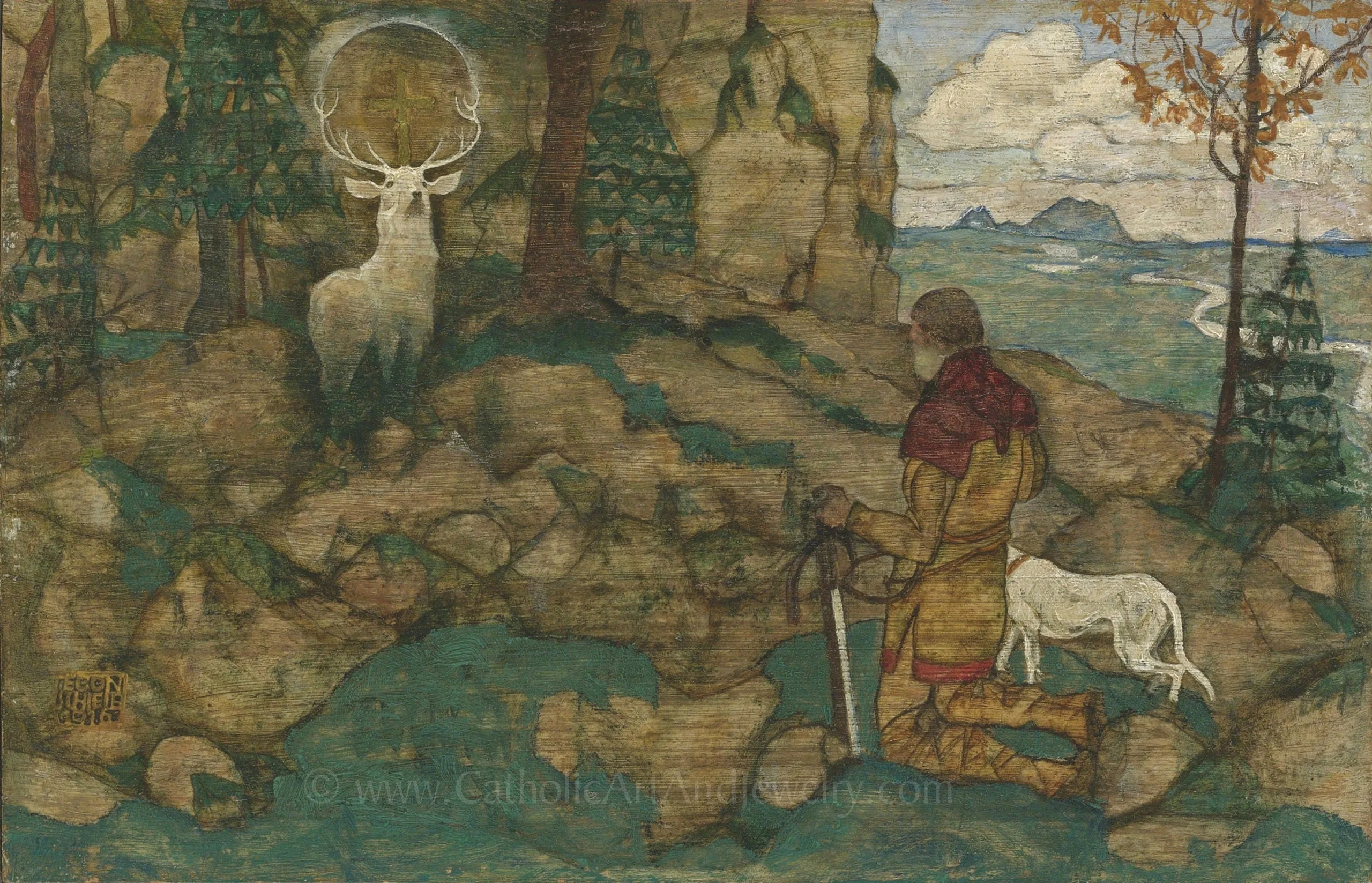 St. Hubert – Patron of Hunters –  Egon Schiele – Catholic Art Print – Archival Quality