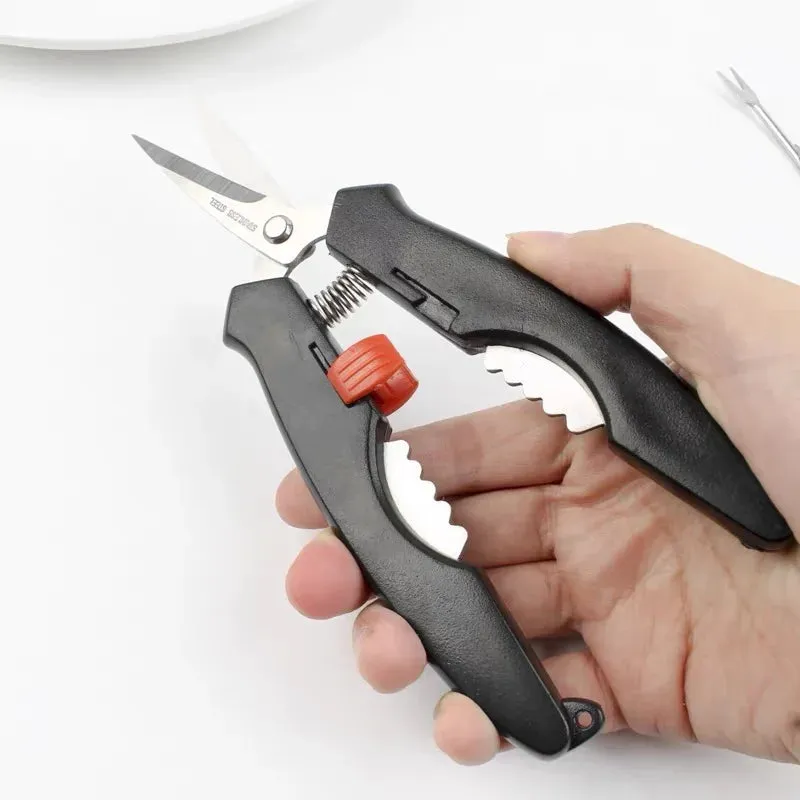 Stainless Steel Seafood Crab Lobster Tool Multi-purpose ABS Handle Kitchen Scissors With Nutcracker