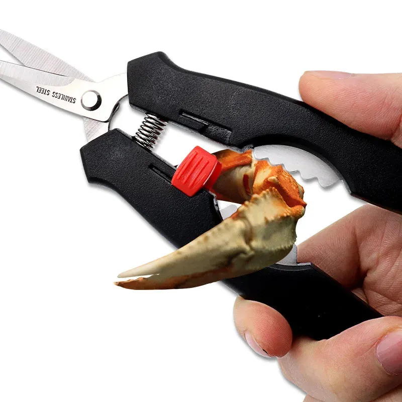Stainless Steel Seafood Crab Lobster Tool Multi-purpose ABS Handle Kitchen Scissors With Nutcracker